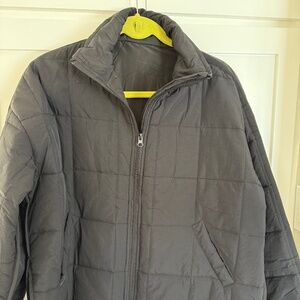 WOMENS BLACK NYLON QUILTED BARN JACKET SIZE LARGE